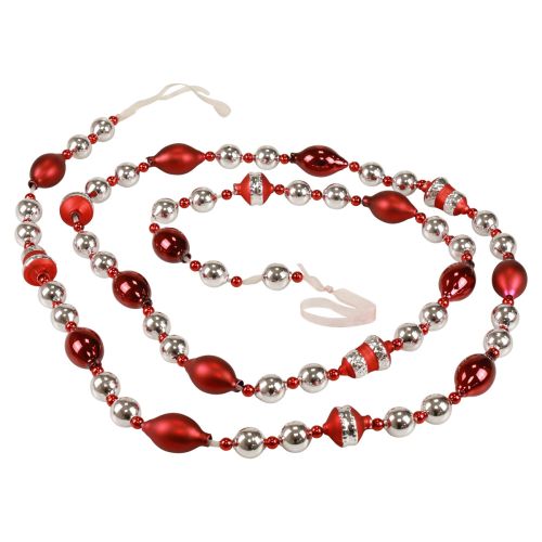 Floristik24 Guirlande décoration de verre de Noël rouge argent décoration de fenêtre 200cm