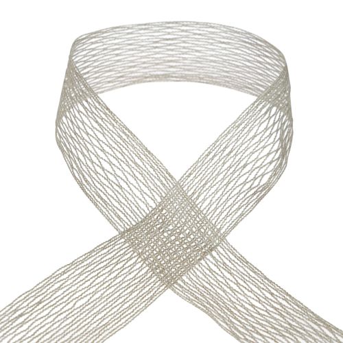 Floristik24 Ruban grillagé, ruban quadrillé, ruban décoratif, marron, renforcé de fil, 50 mm, 10 m