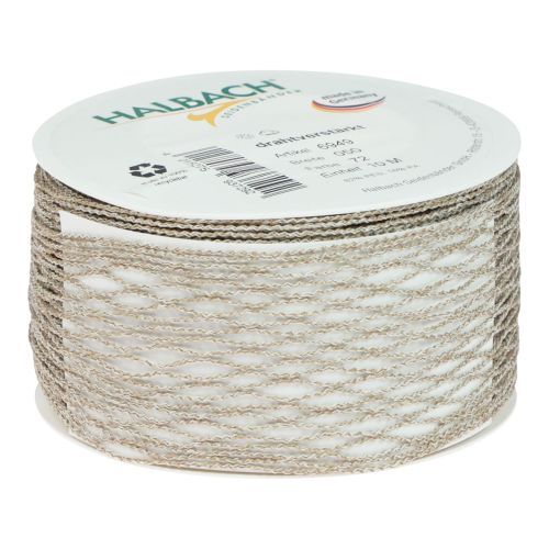 Floristik24 Ruban grillagé, ruban quadrillé, ruban décoratif, marron, renforcé de fil, 50 mm, 10 m