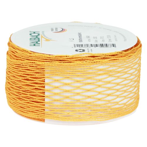 Article Ruban filet, ruban quadrillé, ruban décoratif, orange, renforcé de fils, 50 mm, 10 m