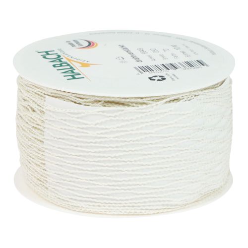 Floristik24 Ruban filet, ruban quadrillé, ruban décoratif, blanc, renforcé de fils, 50 mm, 10 m