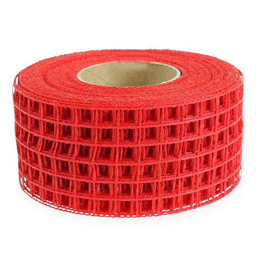 Ruban grillagé 4,5 cm x 10 m rouge