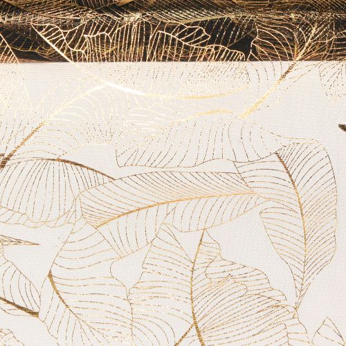 Article Chemin de table en organza noir-or – élégant rouleau de tissu décoratif à motif de feuilles 48 x 450 cm