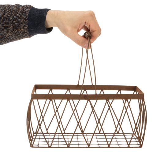 Panier en maille panier en métal aspect rouille 28x13,5x14cm 2pcs | Floristik24.be