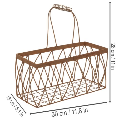 Panier en maille panier en métal aspect rouille 28x13,5x14cm 2pcs | Floristik24.be