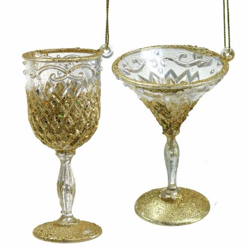 Floristik24 Verres Décoration à accrocher or avec mica 10cm 4pcs