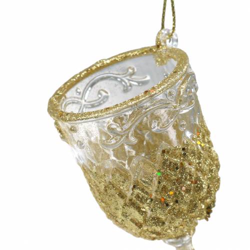 Floristik24 Verres Décoration à accrocher or avec mica 10cm 4pcs