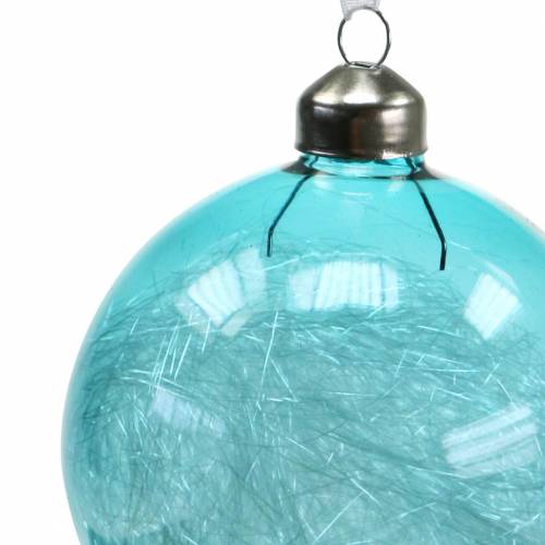 Floristik24 Boule de Noël en verre bleu, blanc Ø8cm assorti 12pcs