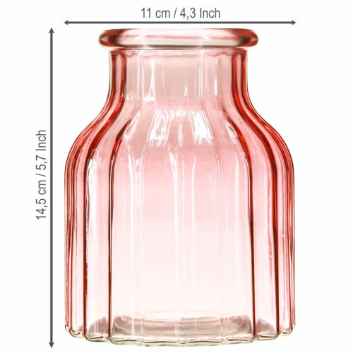 Article Vase à fleurs en verre teinté rose rétro Ø11cm H14.5cm 2pcs
