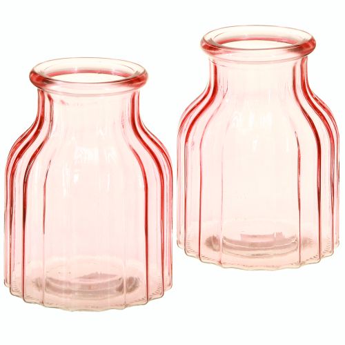 Article Vase à fleurs en verre teinté rose rétro Ø11cm H14.5cm 2pcs