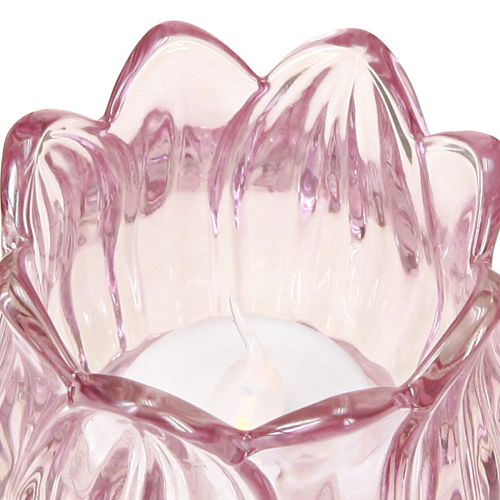 Article Photophore en verre tulipe violet Ø7cm H7cm 2pcs