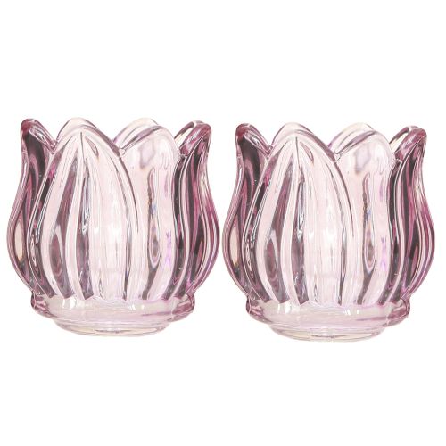 Article Photophore en verre tulipe violet Ø7cm H7cm 2pcs