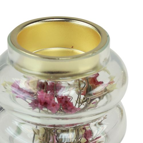 Floristik24 Photophore décoratif en verre à décor sec pour LED H8,5cm 4 pièces