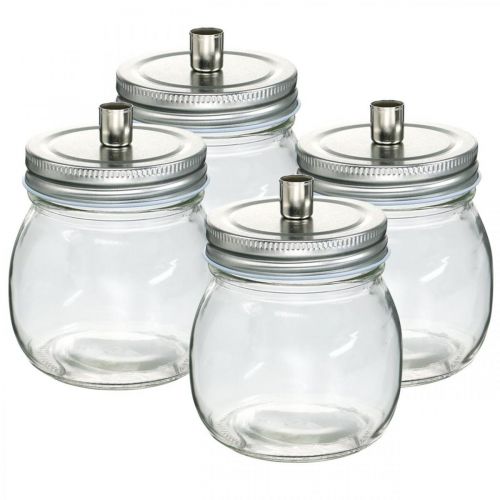 Article Verre décoratif avec bougeoir décoration bougie Ø8cm H10.5cm 4 pcs