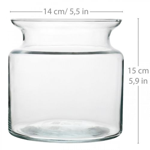 Article Vase à fleurs vase en verre transparent pour décoration en verre Ø14cm H15cm