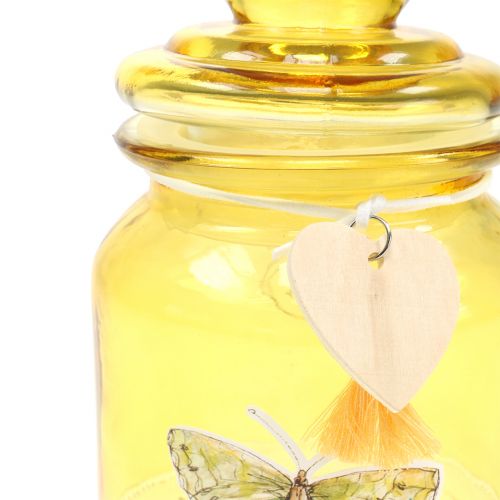 Floristik24 Pot en verre bonbonnière jaune Ø11cm H15.5cm