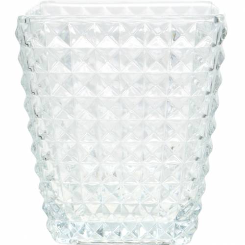 Floristik24 Lanterne en verre cube motif à facettes, décoration de table, vase en verre, décoration en verre 2pcs