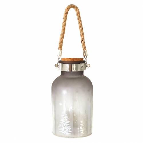 Floristik24 Verre de Noël avec 4 LED et paysage d'hiver 19,5cm