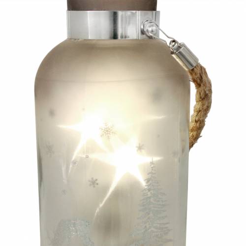 Floristik24 Verre de Noël avec 4 LED et paysage d'hiver 19,5cm