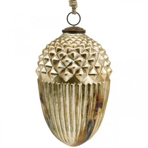 Floristik24 Décoration d&#39;automne, gland décoratif en verre véritable, Avent, aspect antique Ø12cm H21cm