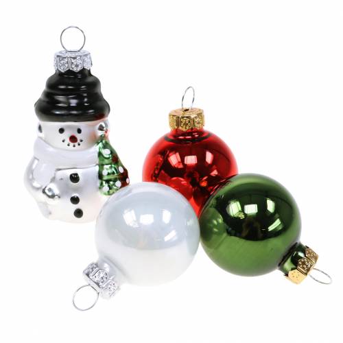 Floristik24 Décorations pour sapin de Noël Boules de Noël bonhomme de neige en verre 9pcs