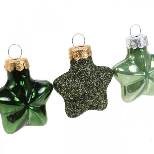 Article Mini décorations de sapin de Noël mélange verre vert Décorations de Noël assorties 4cm 12pcs
