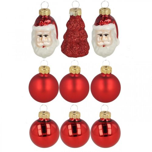 Article Mini figurines de décoration de Noël et boules assorties verre 3cm 9pcs