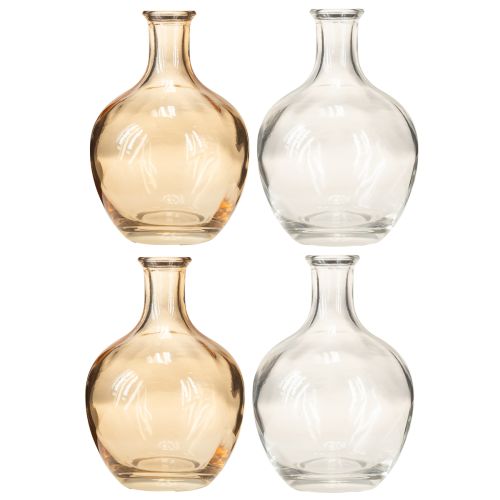 Article Mini vases en verre ambré et transparent, Ø 7,5 cm, H 11 cm, lot de 4