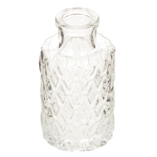 Mini vase en verre à motif losanges, petit vase de table, bouteille, transparent, 9 cm, lot de 6 acheter | Floristik24.be