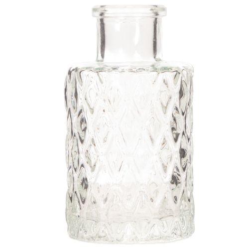 Mini vase en verre à motif losanges, petit vase de table, bouteille, transparent, 9 cm, lot de 6 | Floristik24.be