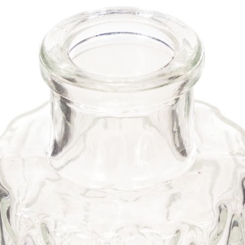 Mini vase en verre à motif losanges, petit vase de table, bouteille, transparent, 9 cm, lot de 6 | Floristik24.be