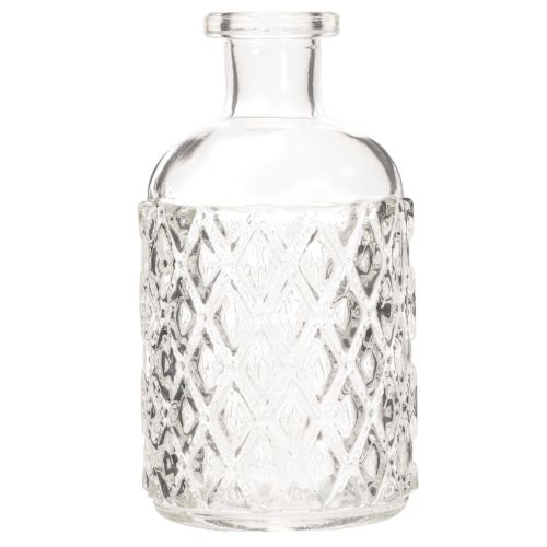Bouteille en verre à motif losanges, bouteille décorative, vase, petit modèle, 13 cm, lot de 6 | Floristik24.be