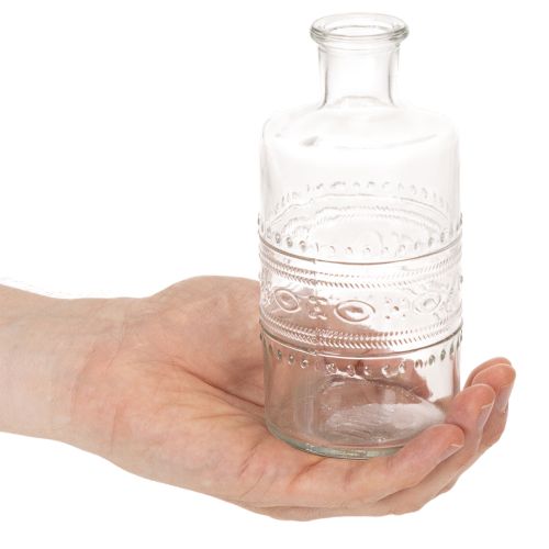 Bouteille en verre à motifs, cylindrique, transparente, vase décoratif, 15 cm, lot de 6 | Floristik24.be