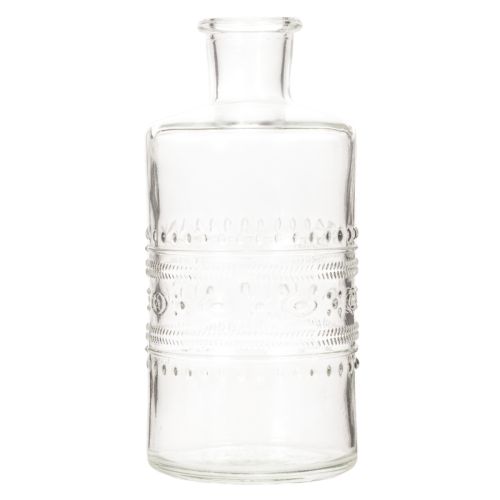 Bouteille en verre à motifs, cylindrique, transparente, vase décoratif, 15 cm, lot de 6 | Floristik24.be