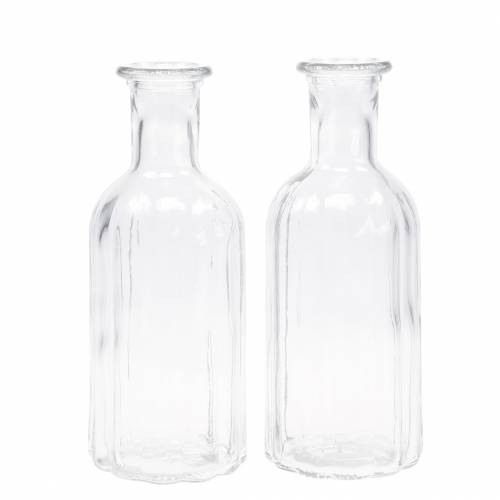 Article Bouteille en verre décorative à décor rainuré clair Ø7,5cm H19cm 6 pcs