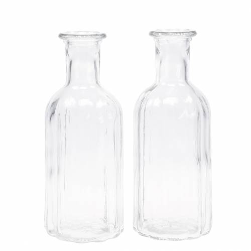 Article Bouteille en verre décorative avec rainures clair Ø7.5cm H19cm 6 pièces