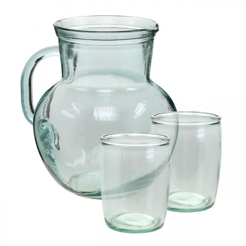 Pichet en Verre avec Verres à Boire, Set de Boissons pour Servir Bleu Clair H20cm/11.5cm 5 Pièces