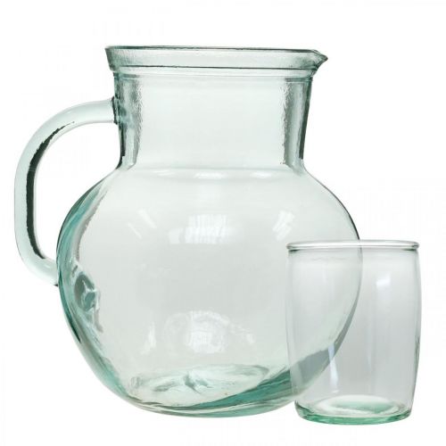 Article Pichet en Verre avec Verres à Boire, Set de Boissons pour Servir Bleu Clair H20cm/11.5cm 5 Pièces