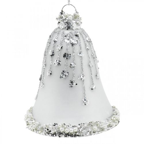 Floristik24 Cloches de Noël, décorations de sapin de Noël, cloches en verre Ø6,5cm H8cm blanc lot de 2