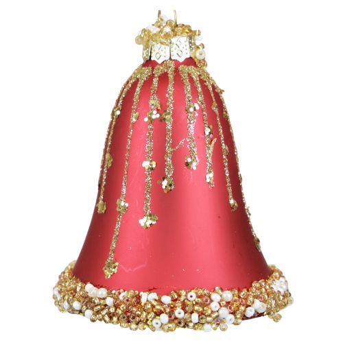 Floristik24 Cloche en verre Cloches de Noël rouge or Ø6,5cm H8,5cm 2pcs