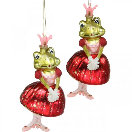 Princesse grenouille, décorations d&#39;arbre de Noël, décorations de conte de fées, pendentifs d&#39;arbre, vrai verre H14cm 2pcs