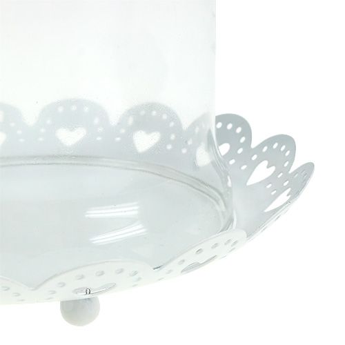 Floristik24 Hotte en verre avec plaque Ø15.5cm H17cm blanc