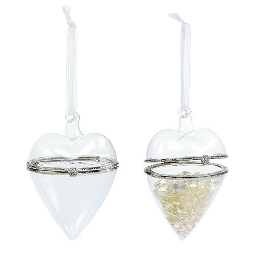 Floristik24 Coeur en verre à remplir 7cm x 10cm transparent 1 pièce