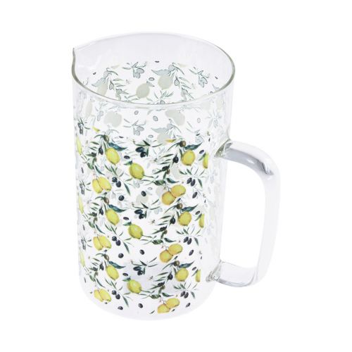 Pichet en verre citrons et olives pichet décoratif verre H17cm