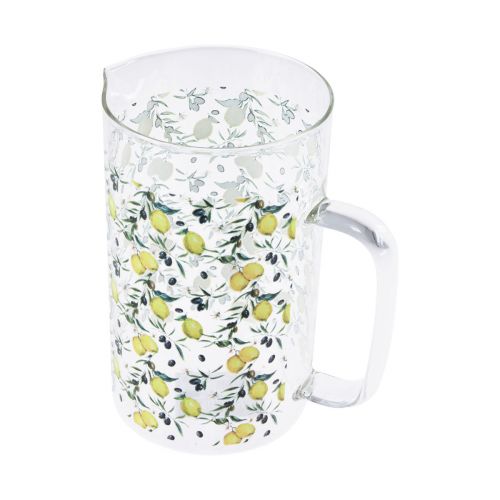 Floristik24 Pichet en verre citrons et olives pichet décoratif verre H17cm