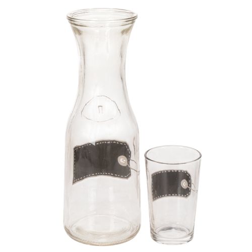 Carafe en verre H27cm avec 4 verres H11cm | Floristik24.be