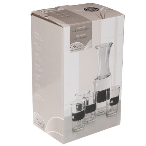 Carafe en verre H27cm avec 4 verres H11cm | Floristik24.be
