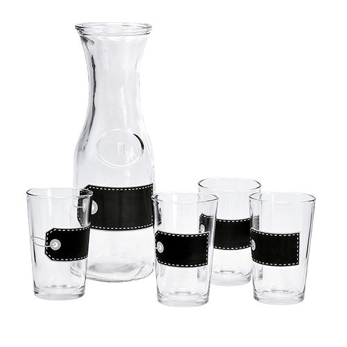 Floristik24 Carafe en verre H27cm avec 4 verres H11cm