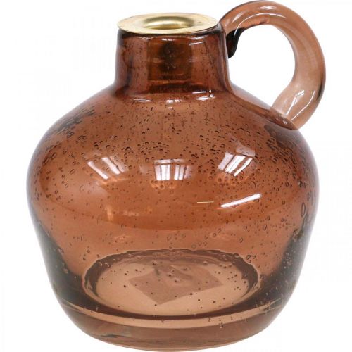 Floristik24 Bougeoir tige de verre bougie marron pichet décoratif en verre H15,5cm