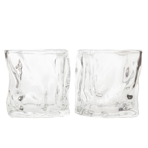 Floristik24 Photophore décoratif en verre petit bougeoir en verre Ø8cm H7,5cm 2pcs